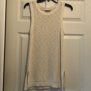 LOFT| Comfy long white knit crew neck tunic